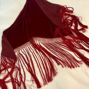 Silk Lined Velvet Fringed Shawl